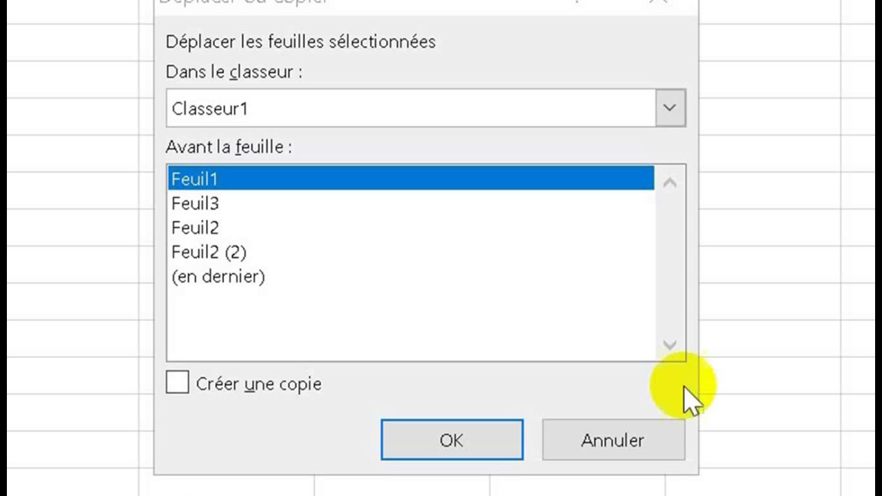 Copier Deplacer Feuille Excel
