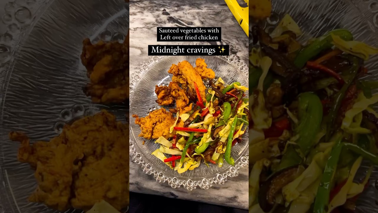 Fried chicken with sauteed vegetables | 
