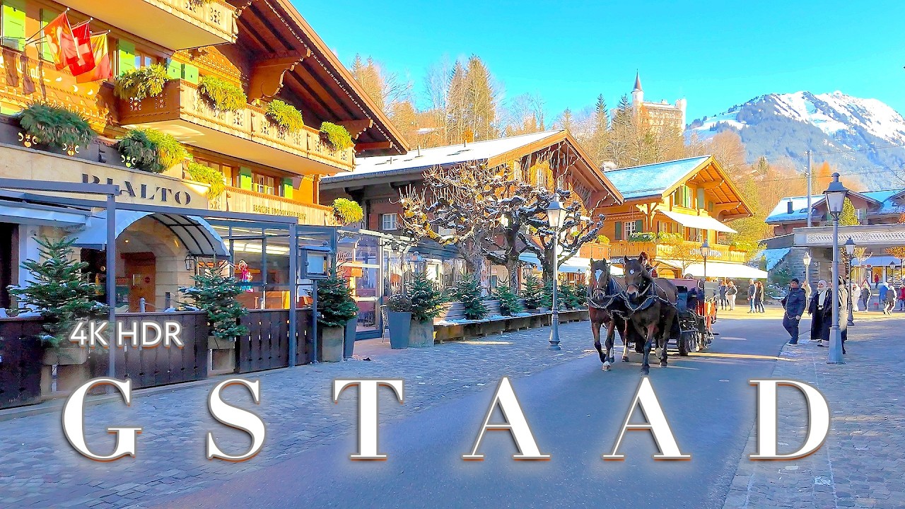 GSTAAD SWITZERLAND 🇨🇭 Stroll in charming mountain village / Winter Walking tour 4K