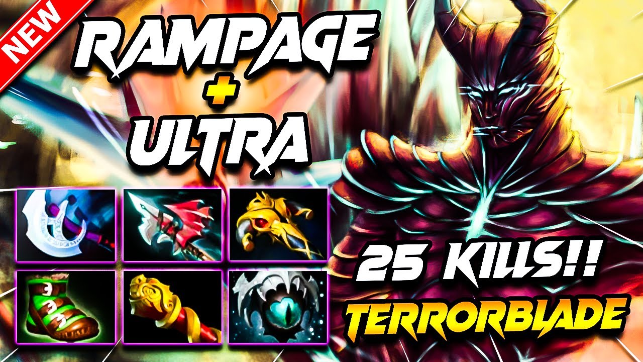 Dota 2 TERRORBLADE Gameplay | Rampage + Ultra + 25 Kills Terrorblade DOTA2 Carry Build Gameplay 7.39