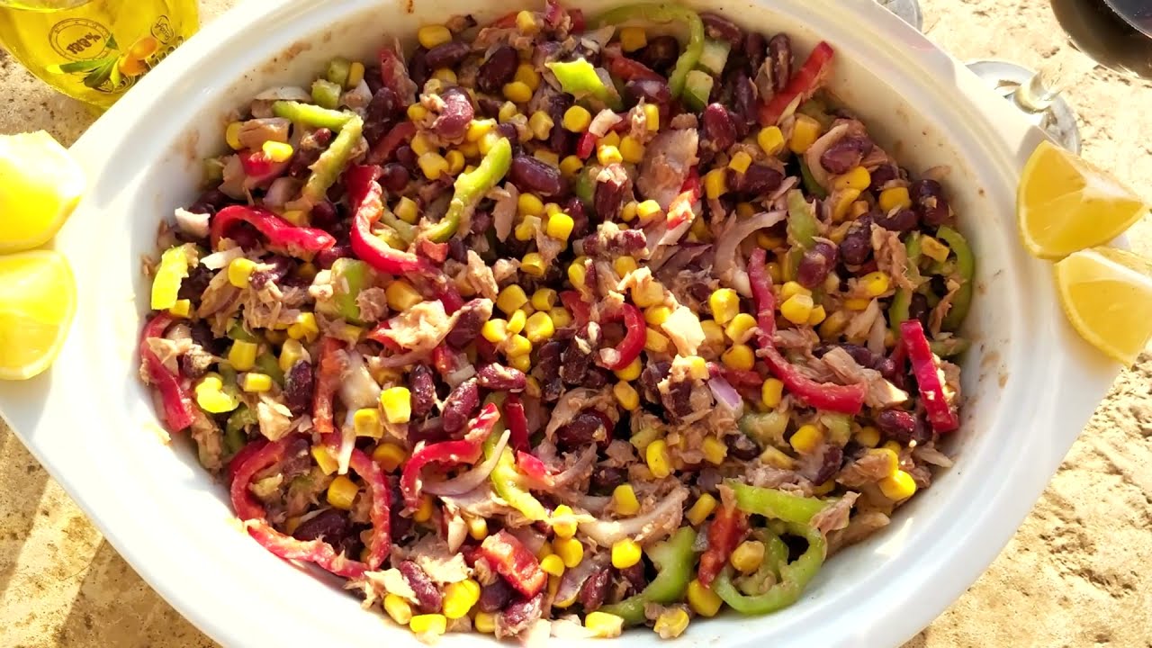 Meksička salata sa tunom | Mexican tuna salad | Tuna, pasulj, paprike, luk, kukuruz...