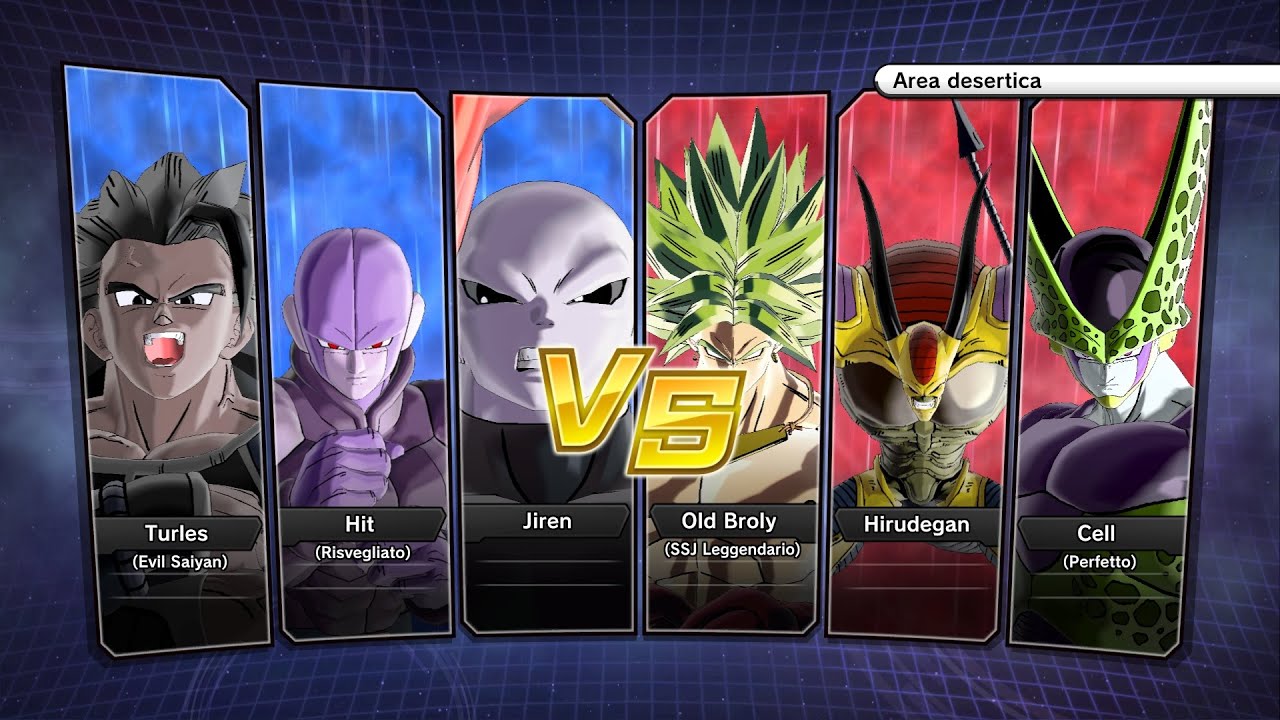 XV2 (PC): Jiren/Hit/Turles Evil Saiyan vs Old Broly SSJ Leggendario/Hirudegan/Cell Perfetto