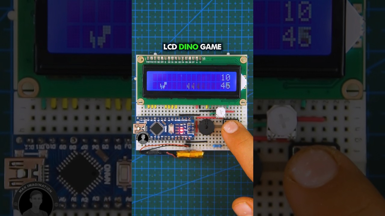 Проект Arduino — LCD Dino Game | Chrome Dinosaur (см. описание деталей и схему) #shorts