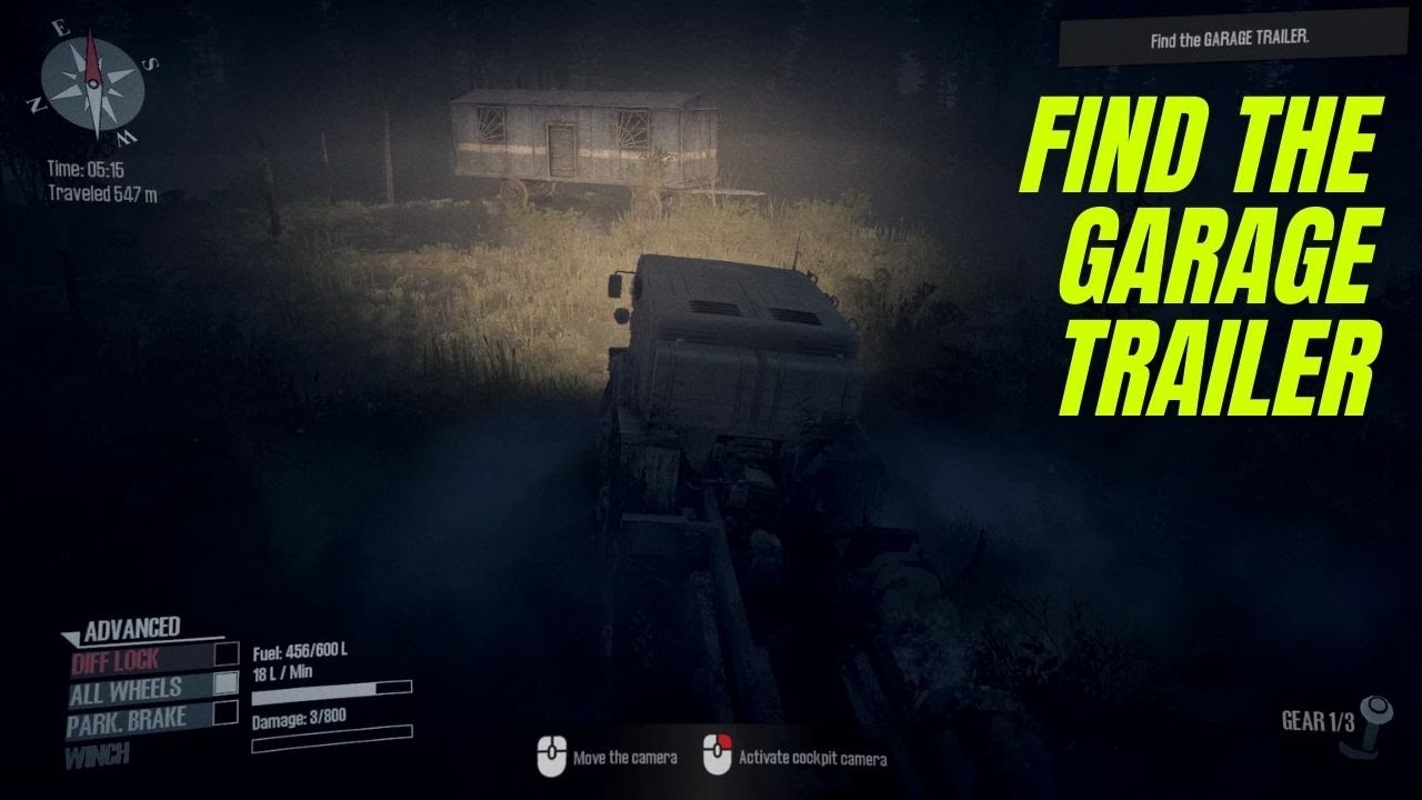 Spintires  MudRunner - Challange - Find the Garage Trailer in night