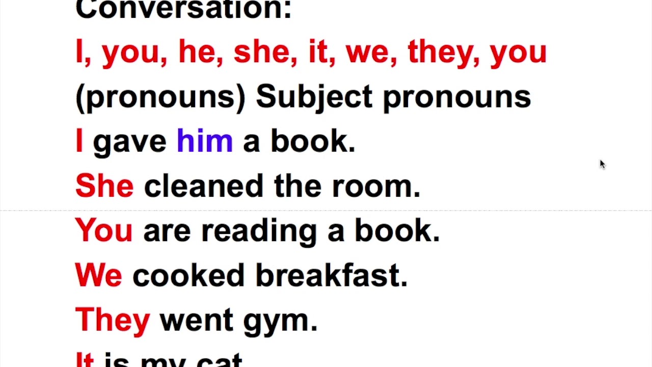 PRONOUNS  ( SUBJECT PRONOUNS) PART #1