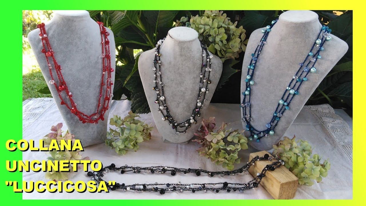 COLLANA UNCINETTO CON CRISTALLI E PERLINE  