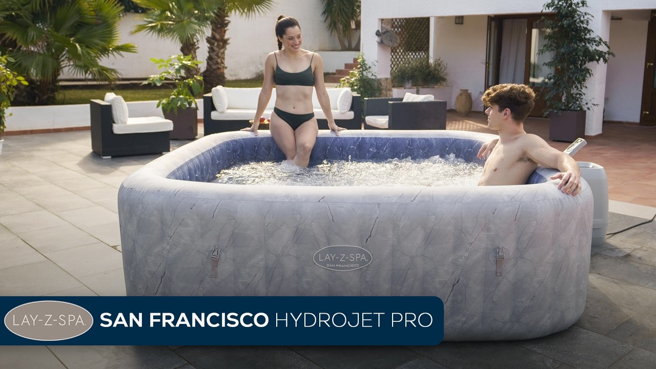 Lay-Z-Spa® San Francisco | Energy-efficient inflatable hot tub with HydroJet massage, seats & WiFi