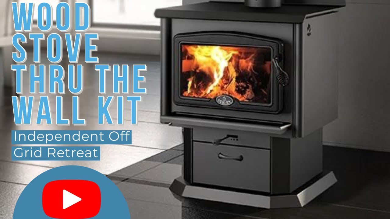Wood Stove Pipe Thru the Wall Kit Chimney Install | Off Grid Cabin