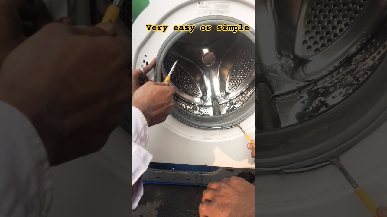 Front load washing Machine door gasket spring setting  very easy or simple way.#trending #satisfying