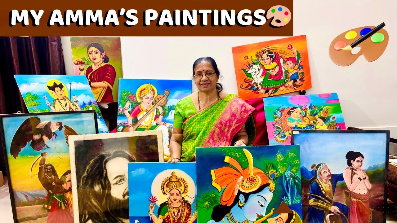 ನನ್ನ ಅಮ್ಮನ Painting Journey🎨😍| 200+ Painting Collections♥️| Abhi & Vidya