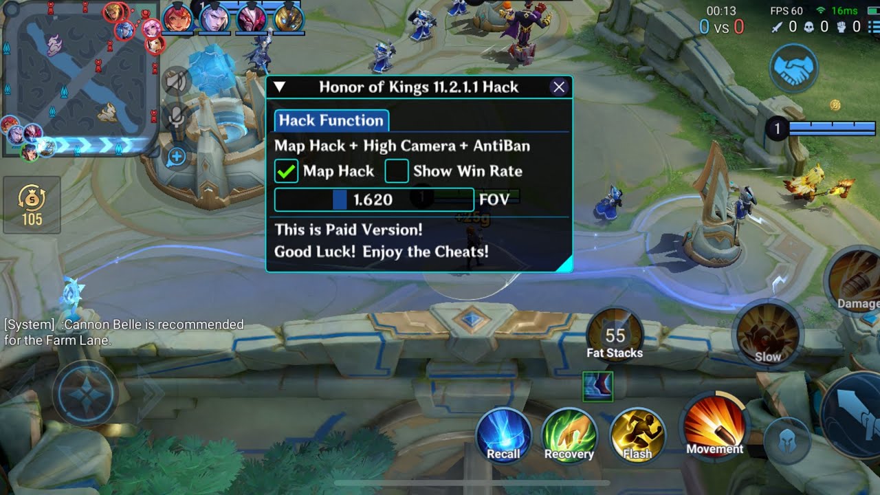 Honor of Kings Hack - Map Hack, Camera Slider, Show Win Rate & Anti-Ban