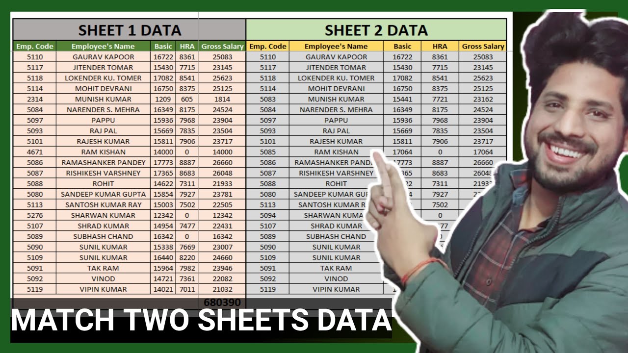 Match Two Excel Workbook | Match Data in Two Excel Sheets | Match Data in Excel