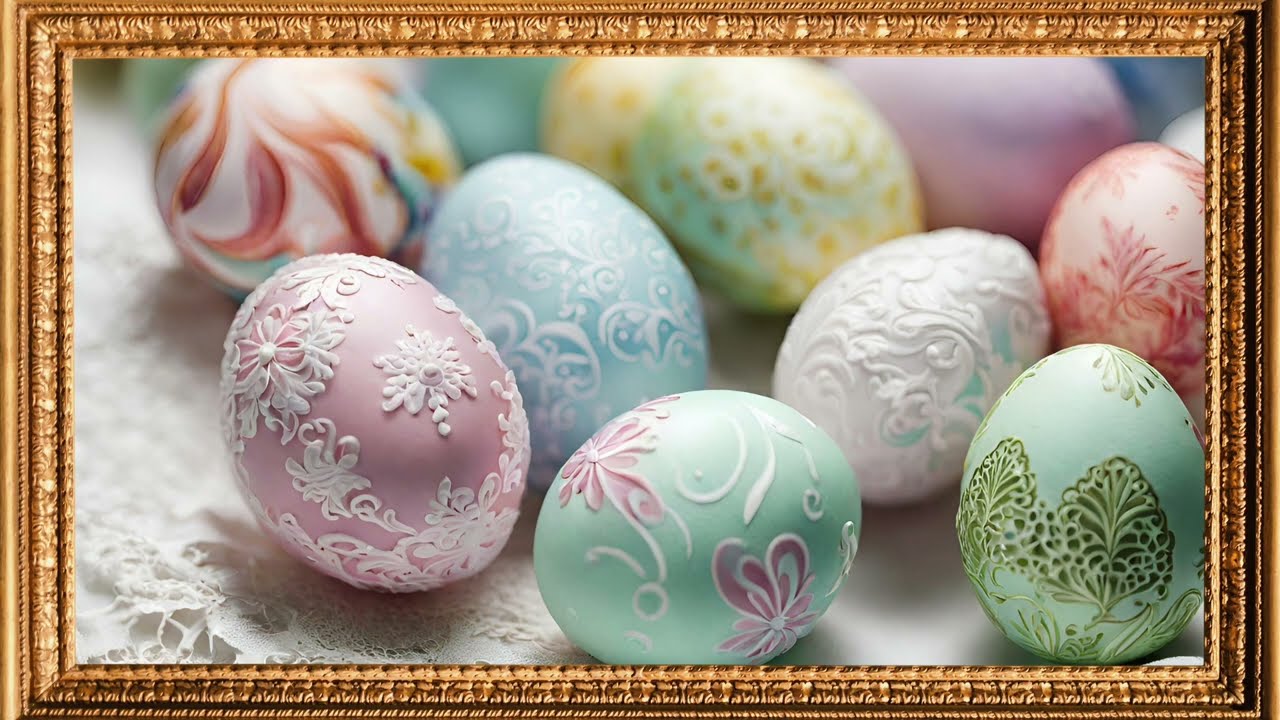 Easter Eggs Framed TV Art Screensaver | Painted Eggs Scrolling Photos | 2 hours no sound