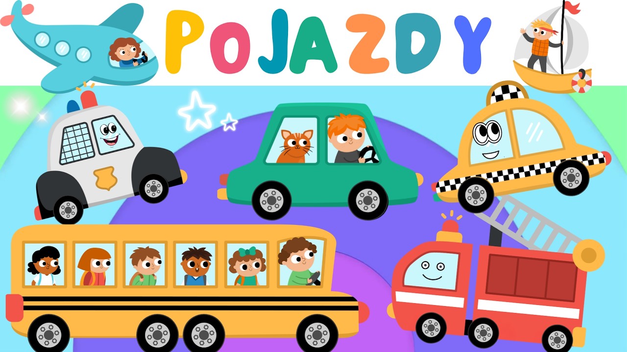 Pojazdy dla dzieci po polsku 🚓 DŹWIĘKI POJAZDÓW | Samochody, Straż Pożarna, Policja, Autobus