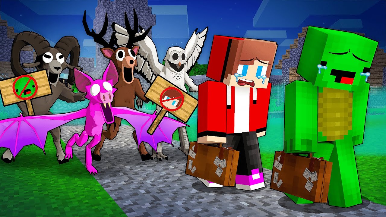 Why Did ANIMALS Kick JJ and Mikey in Minecraft - Maizen (99 Nights In The Forest)