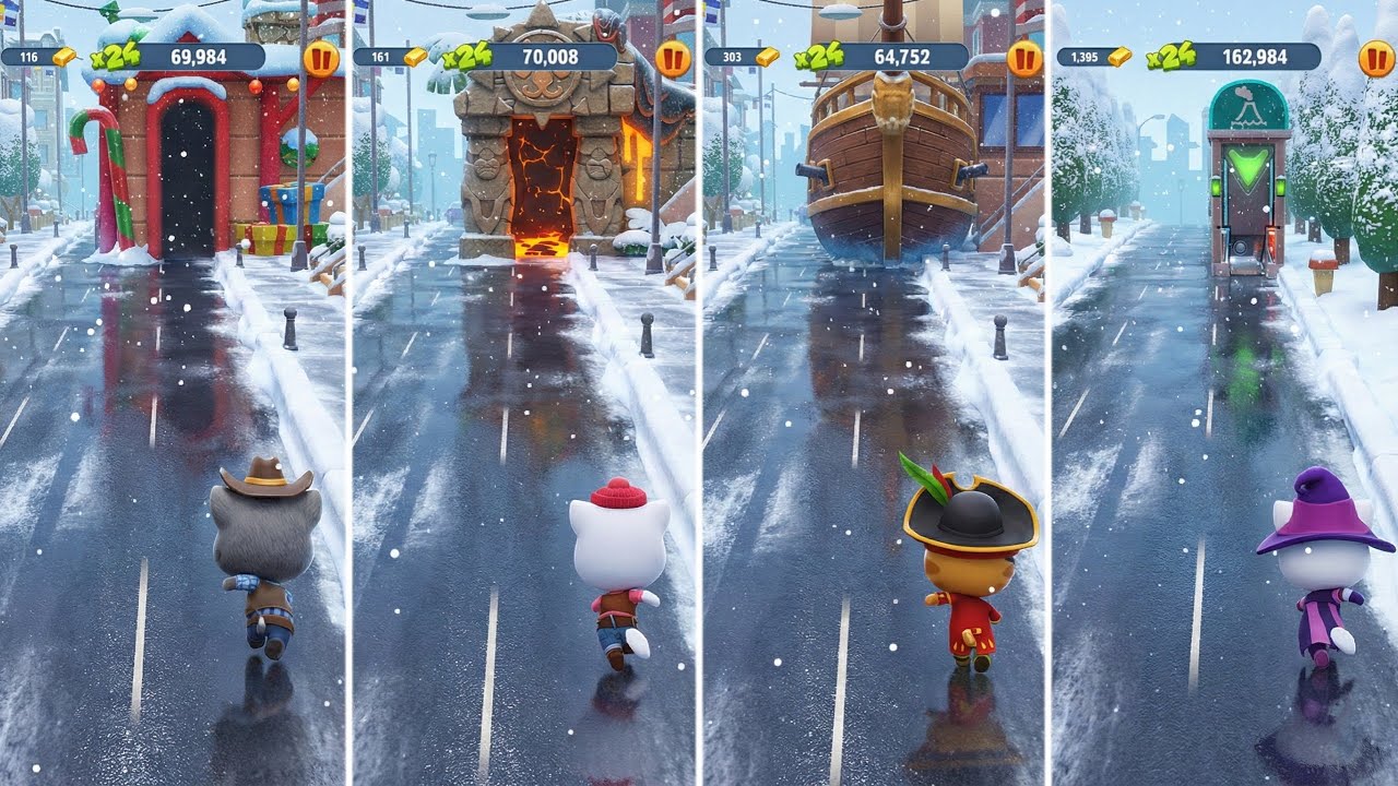 Talking Tom Gold Run: Cowboy Tom,Cowboy Angela,Pirate Ginger,Witch Angela (Android/iOS) Gameplay