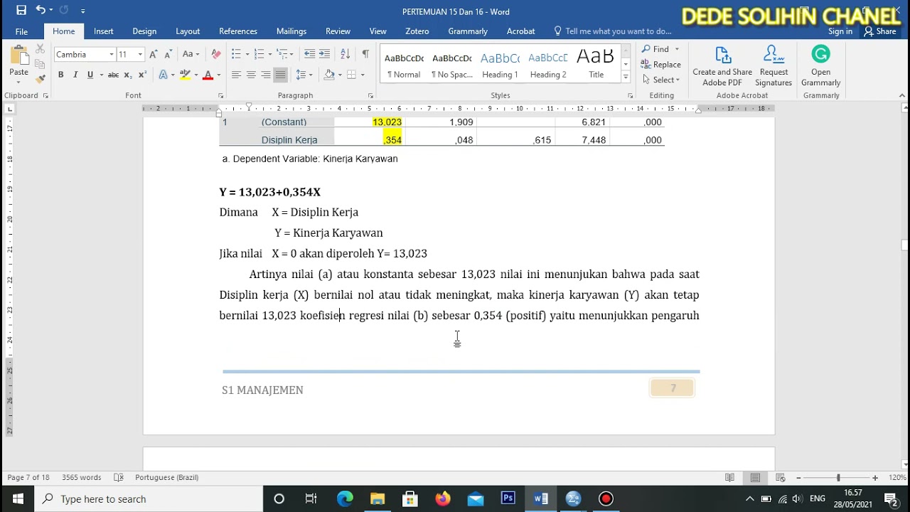 Regresi Linier Sederhana, Korelasi, Koefisien Determinasi dan Uji t Dengan SPSS