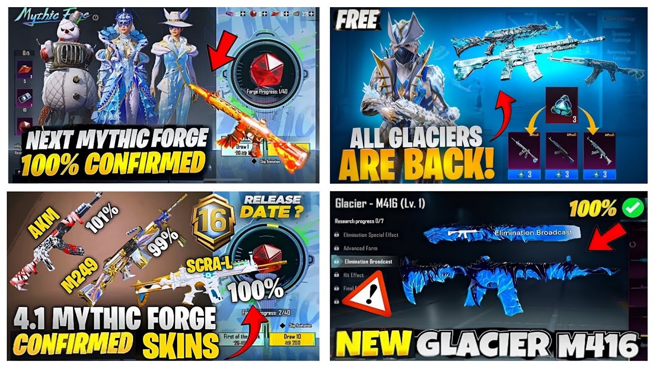100%🥶NEXT MYTHIC FORGE BGMI 4.1 UPDATE🔥| NEW M4 GLACIER COMING 4.1😍| ALL GLACIER RETURNING IN 4.1 ✅