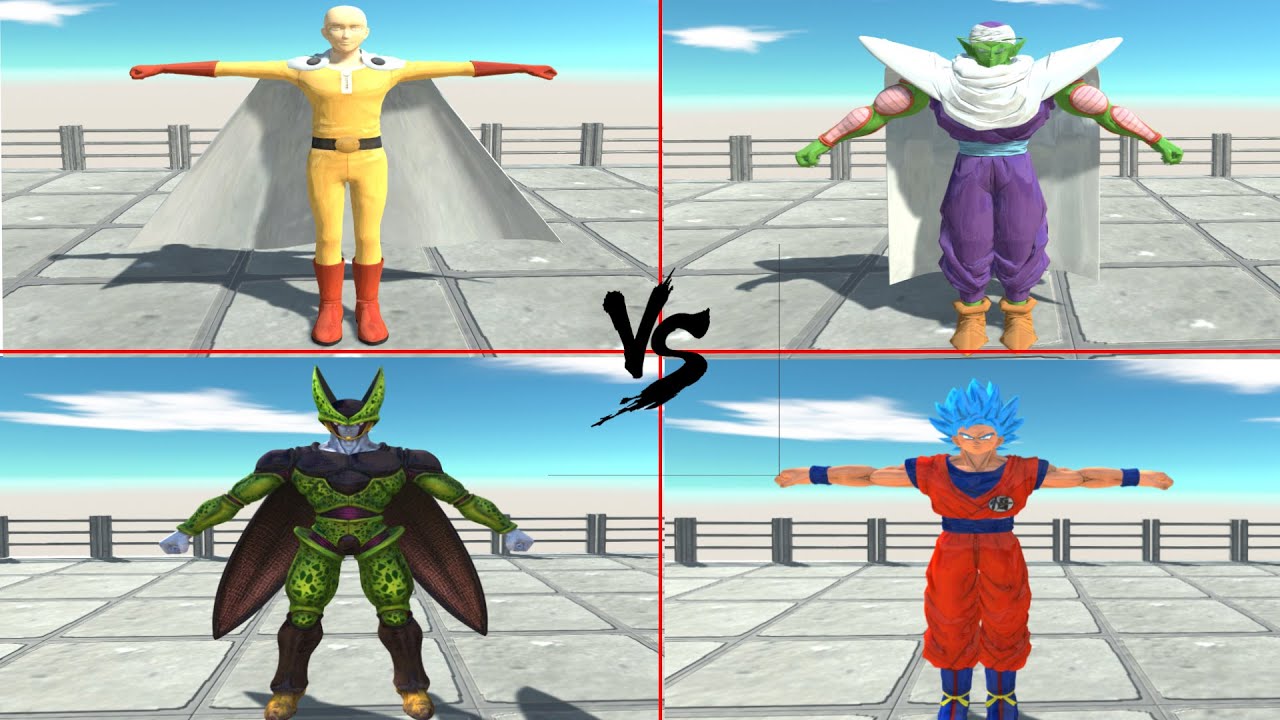 GOKU SSJ vs CELL PERFECT vs PICOLO vs SAITANA - Animal Revolt Battle Simulator
