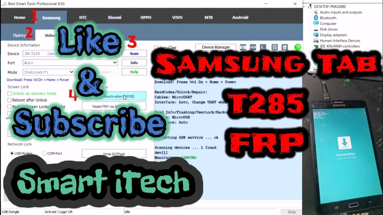 SAMSUNG TAB A6 2016 SM-T285 LUPA AKUN GOOGLE FRP RESET BST Dongle
