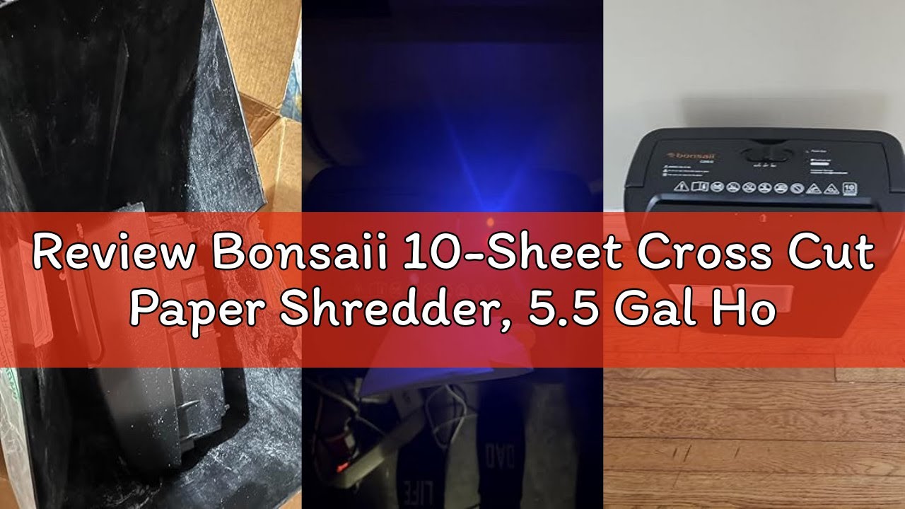 Review Bonsaii 10-Sheet Cross Cut Paper Shredder, 5.5 Gal Home Office Heavy Duty Shredder for Credit