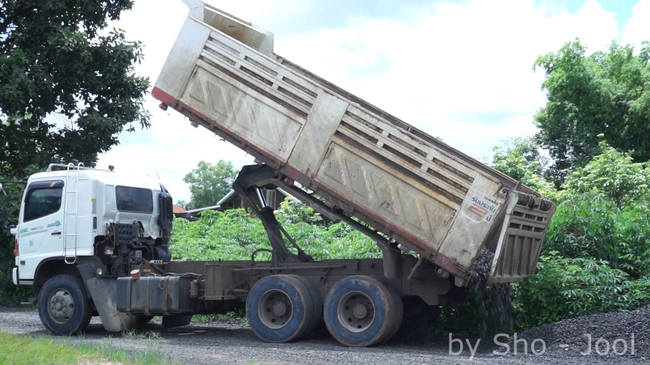 รถบรรทุกพ่วง HINO 500 กับงานบรรทุกหิน ดั้มเทหิน truck Thailand