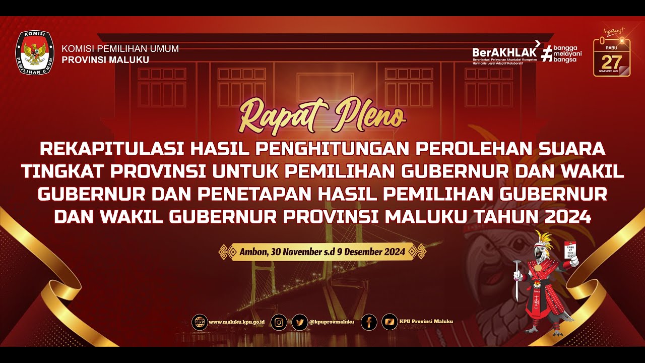 PENETAPAN HASIL PEMILIHAN GUBERNUR DAN WAKIL GUBERNUR PROVINSI MALUKU TAHUN 2024 (09-12-2024)