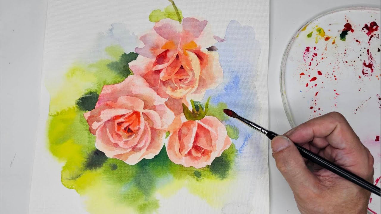 水彩畫玫瑰how to paint roses with watercolor easy