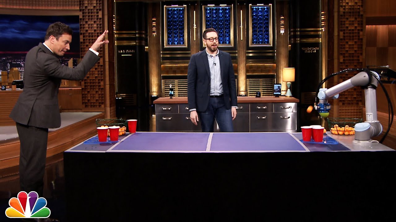 Jimmy Faces Off Against Joshua Topolsky's Beer Pong Robot