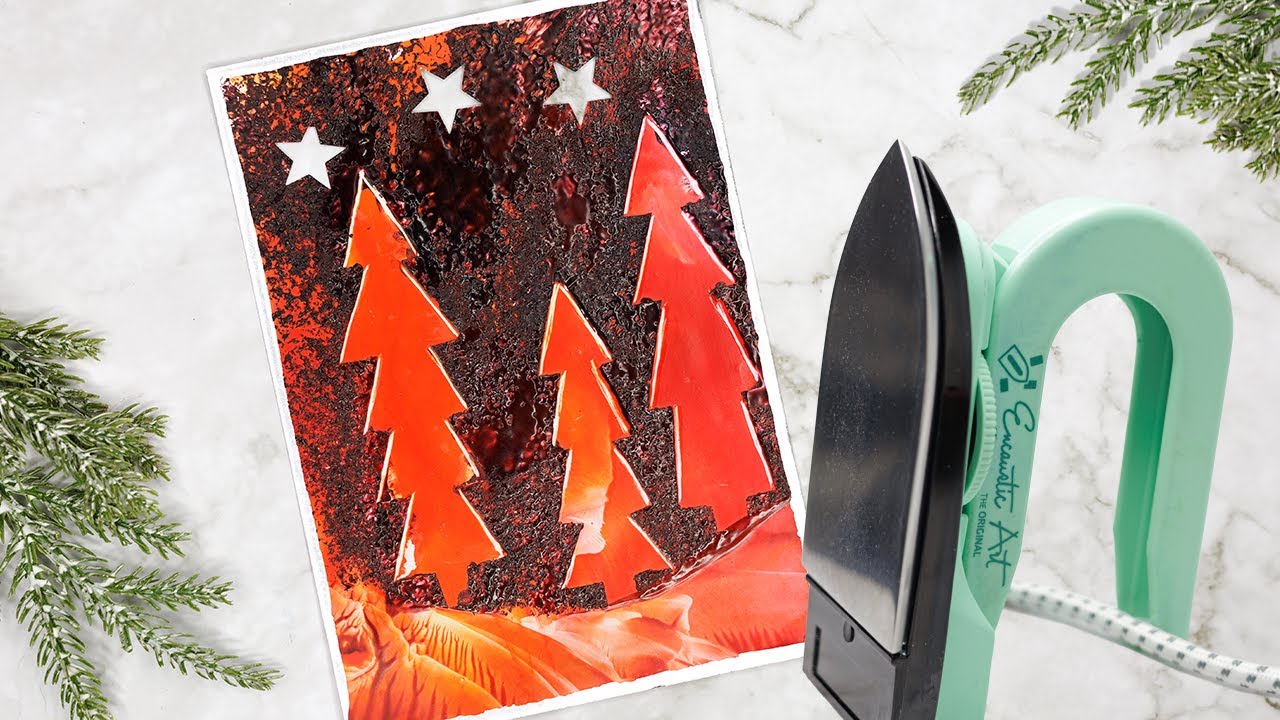 Encaustic - Weihnachtliche Tannen - Merry Christmas