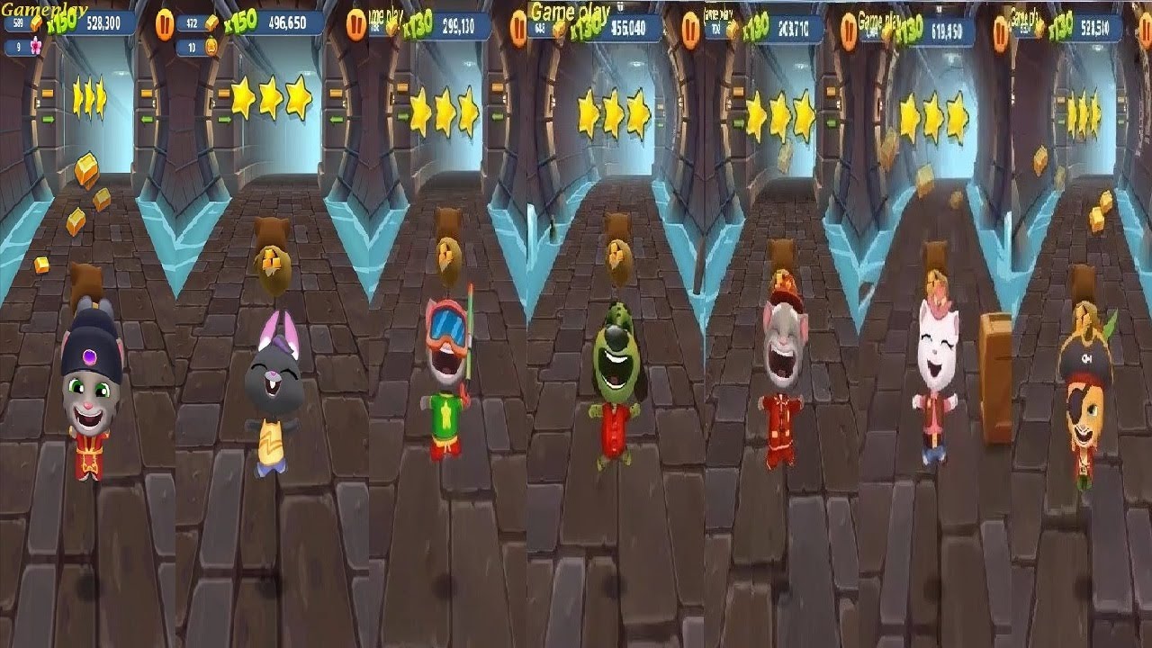 Talking Tom Gold Run Fortune Tom VS Becca Splashy Tom FIREMAN ZOMBIE BEN  Angela Catch the Raccoon
