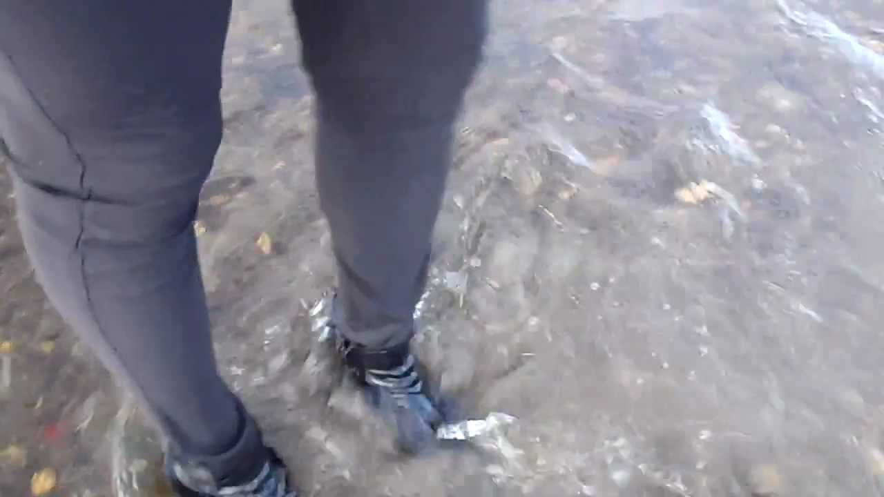 wet boots in river
