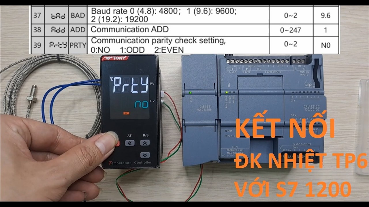 Hướng dẫn kết nối RS485 bộ điều khiển nhiệt độ PID TP6 Toky với PLC S7-1200 | Chỉ 6 phút