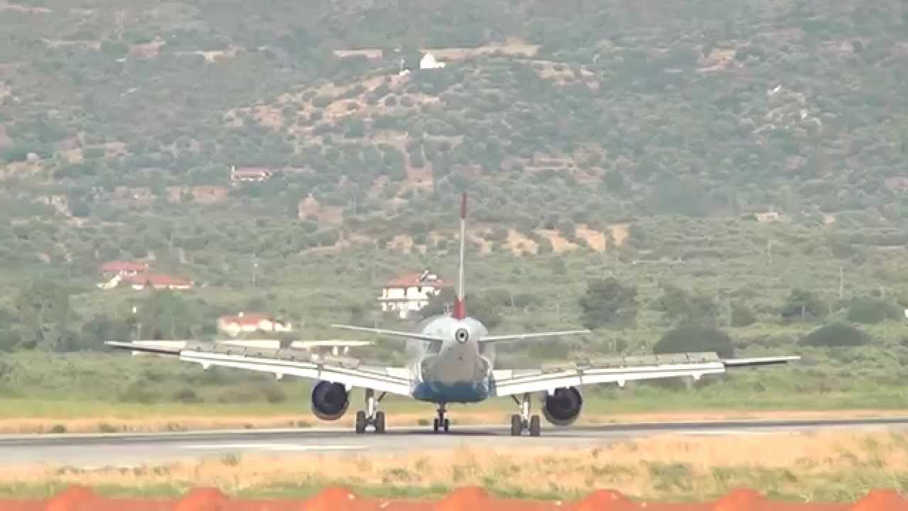 Samos Airport - arrival of OS9031 (with ATC)