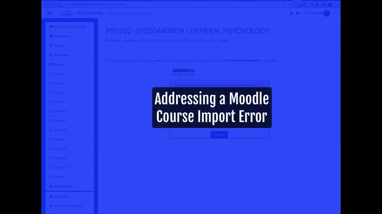 Addressing a Moodle Course Import Error