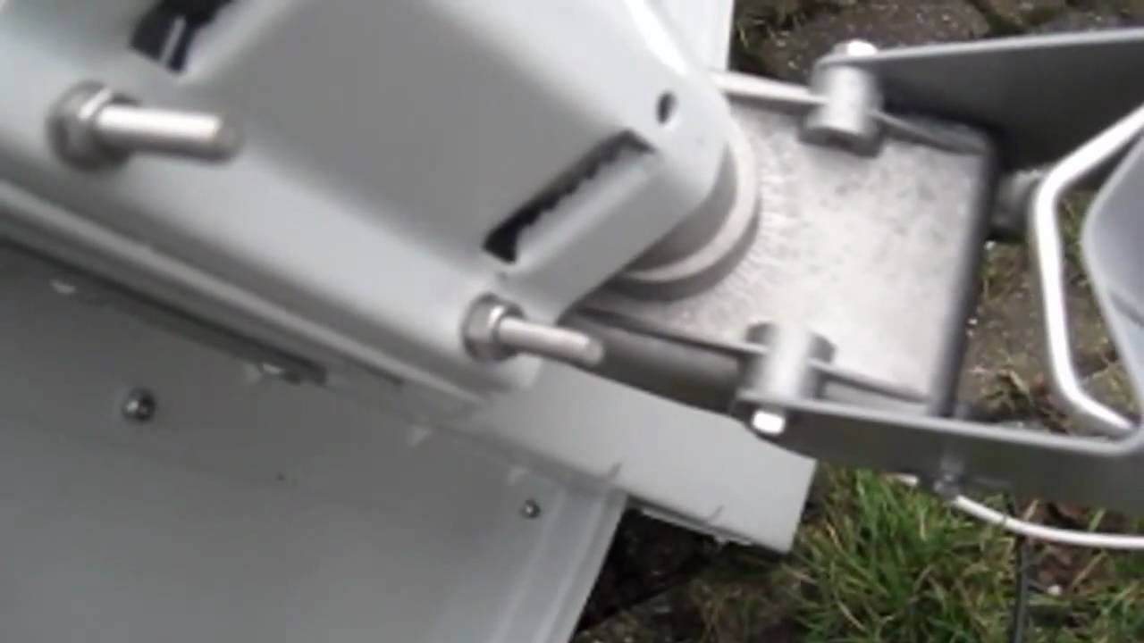 Back of Gibertini 1.2 M Dish Stab Motor 120 HH Satellite Close up