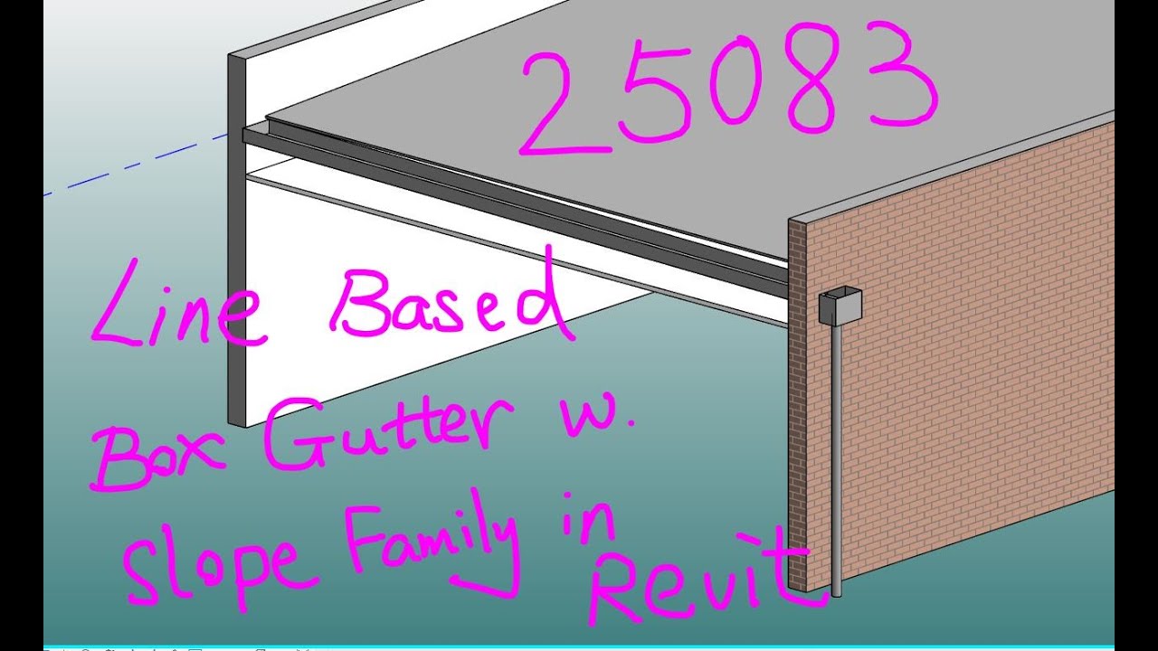 25083 - Line Based Box Gutter with Slope, Rain Water Head, Overflow and Downpipe Family in Revit EP1