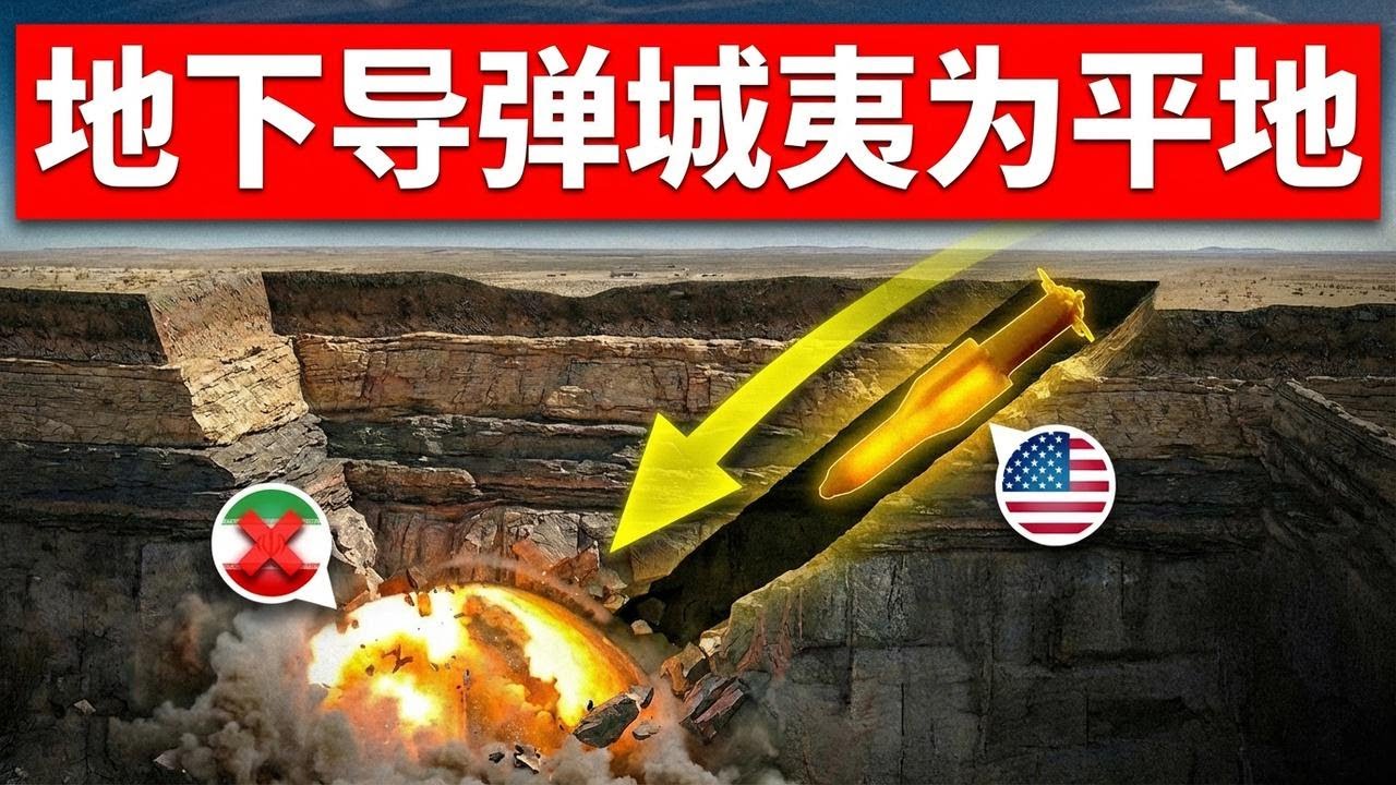 美国彻底摧毁伊朗秘密地下堡垒， 钻地弹威力惊人！