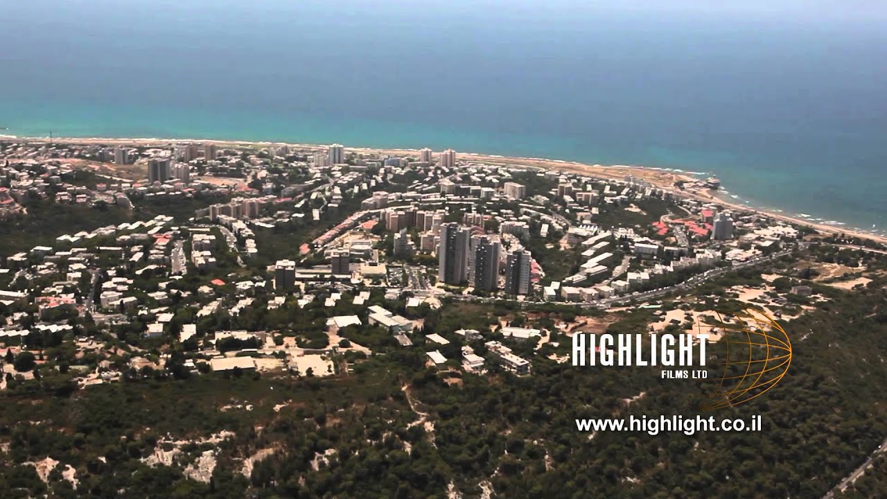 AN 034E Israel aerial footage: aerial video of north Haifa - filmed from the east