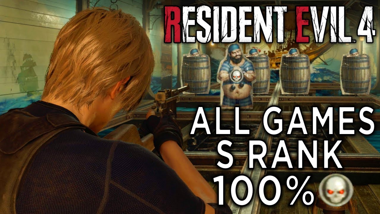 All S Ranks & 100%💀SKULLS at All Shooting Range Games - Resident Evil 4 Remake