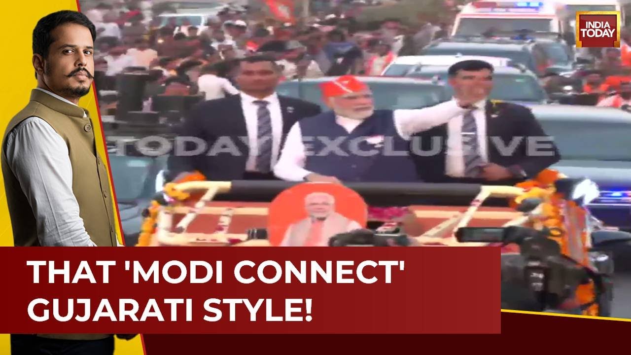 PM Modi Gets Rousing Welcome In Ahmedabad As People Throng Streets | Gujarat Election