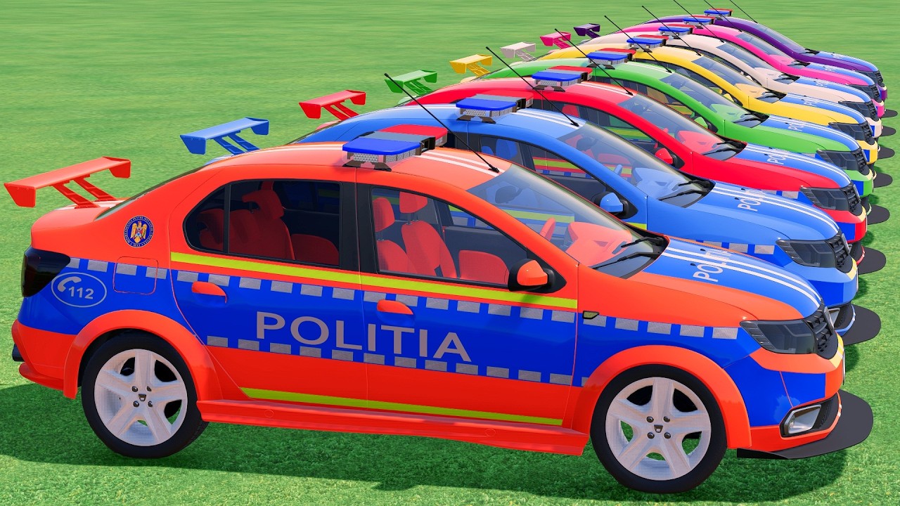 TRANSPORTING ALL POLICE CARS and AMBULANCE EMERGENCY VEHICLES WITH MERCEDES POLICE TRAIN ! #71 FS22