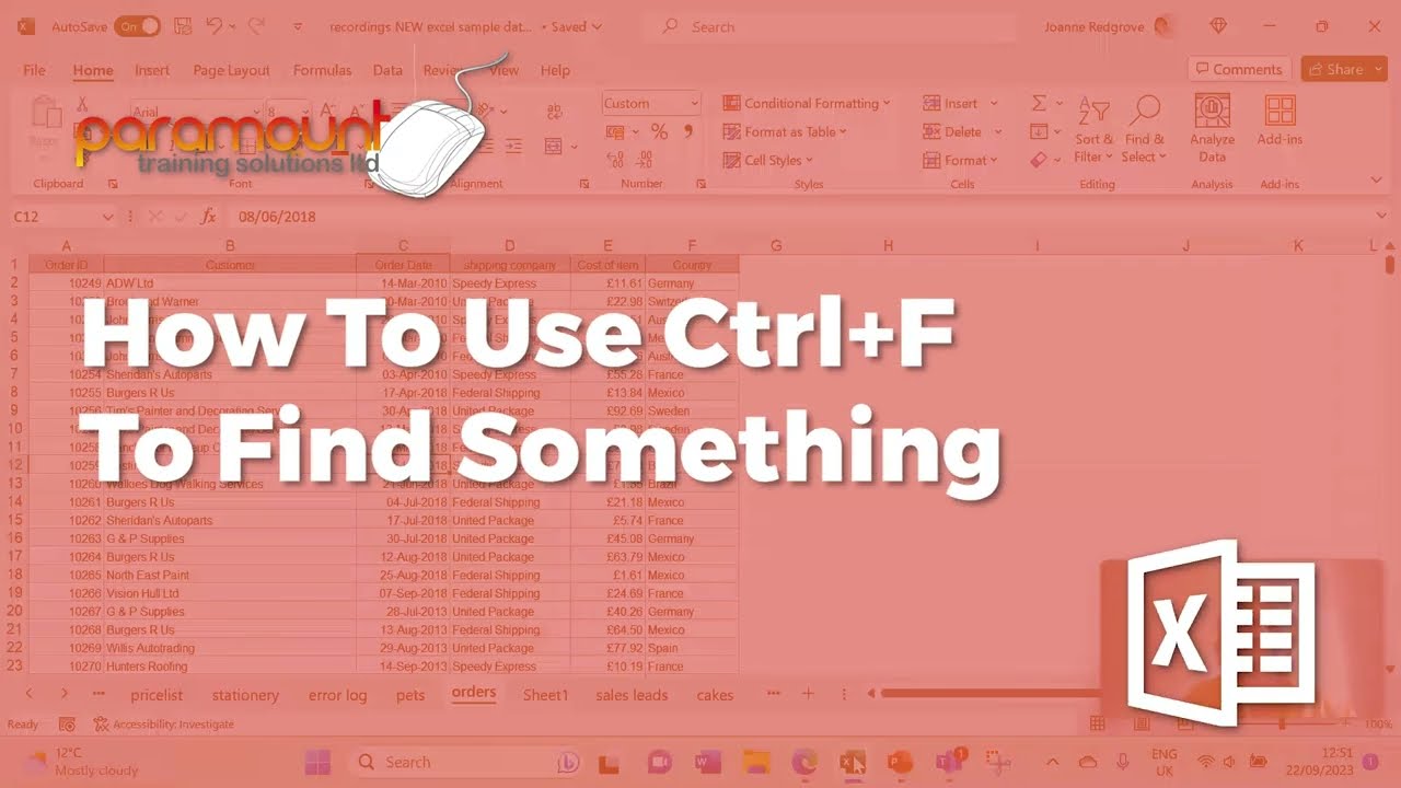 How To Use CTRL + F To Find Something In Microsoft Excel