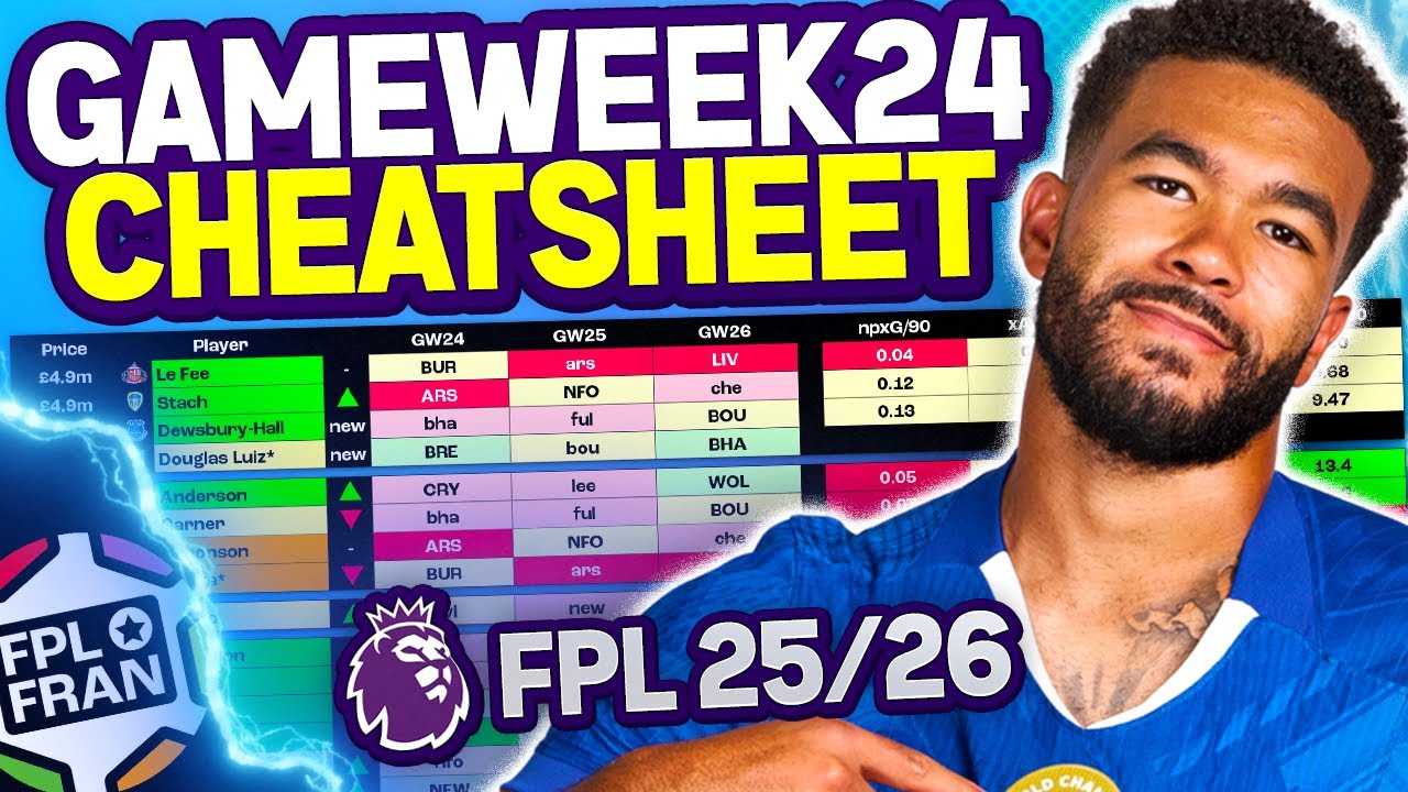 FPL GW24 CHEATSHEET | Fantasy Premier League 25/26
