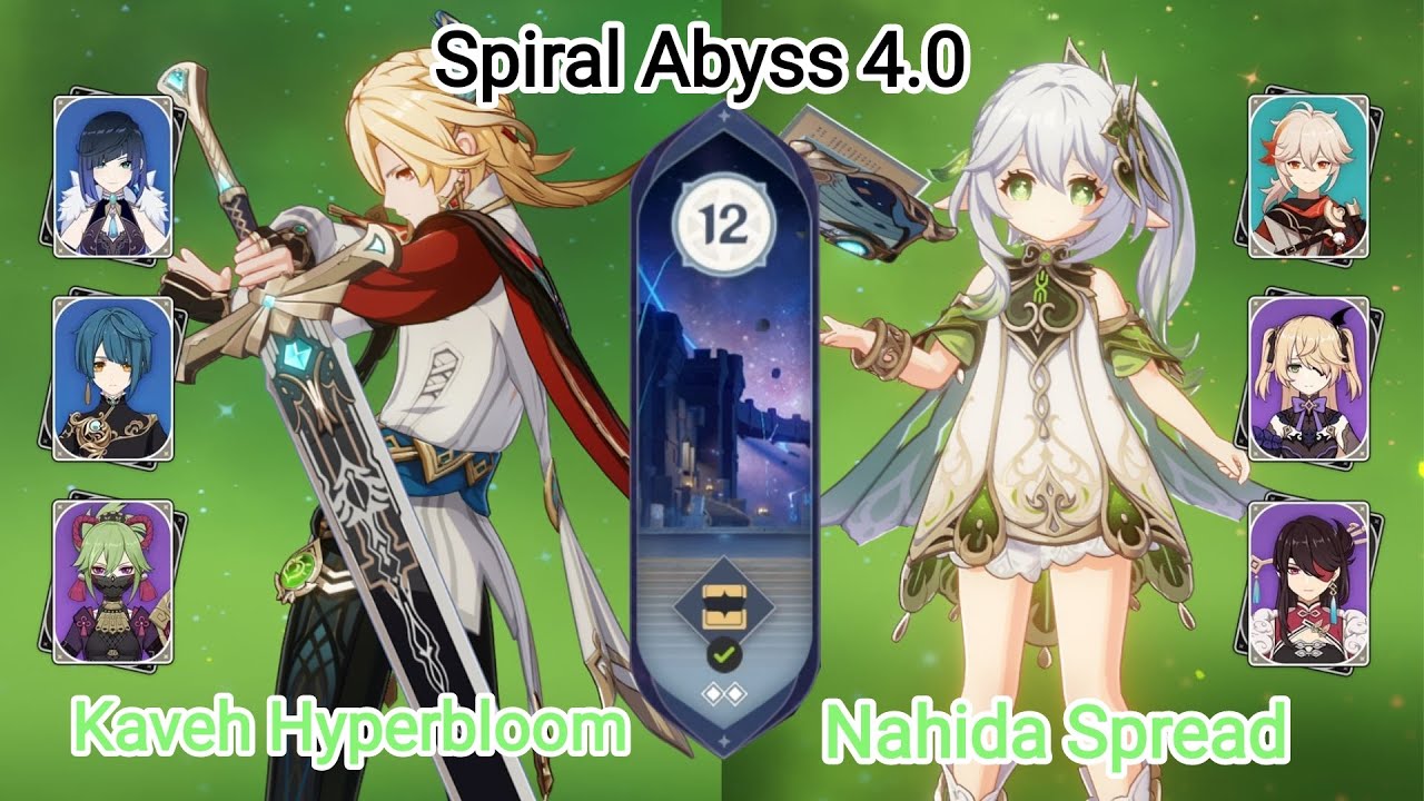 C1 Kaveh Hyperbloom & C0 Nahida Spread - Spiral Abyss 4.0 - Floor 12 9 stars Genshin Impact