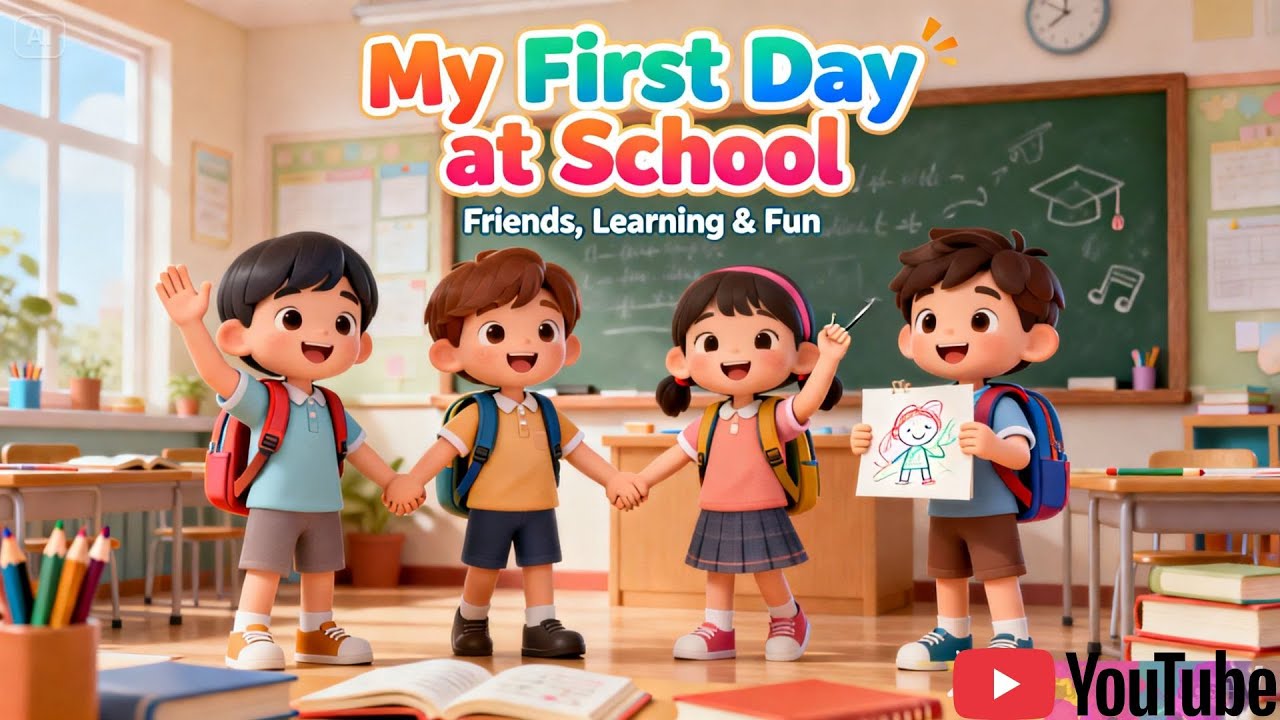 My First Day at School | Kids Story, Friends, Learning & Fun | Happy School Story | FunSpark Kids TV