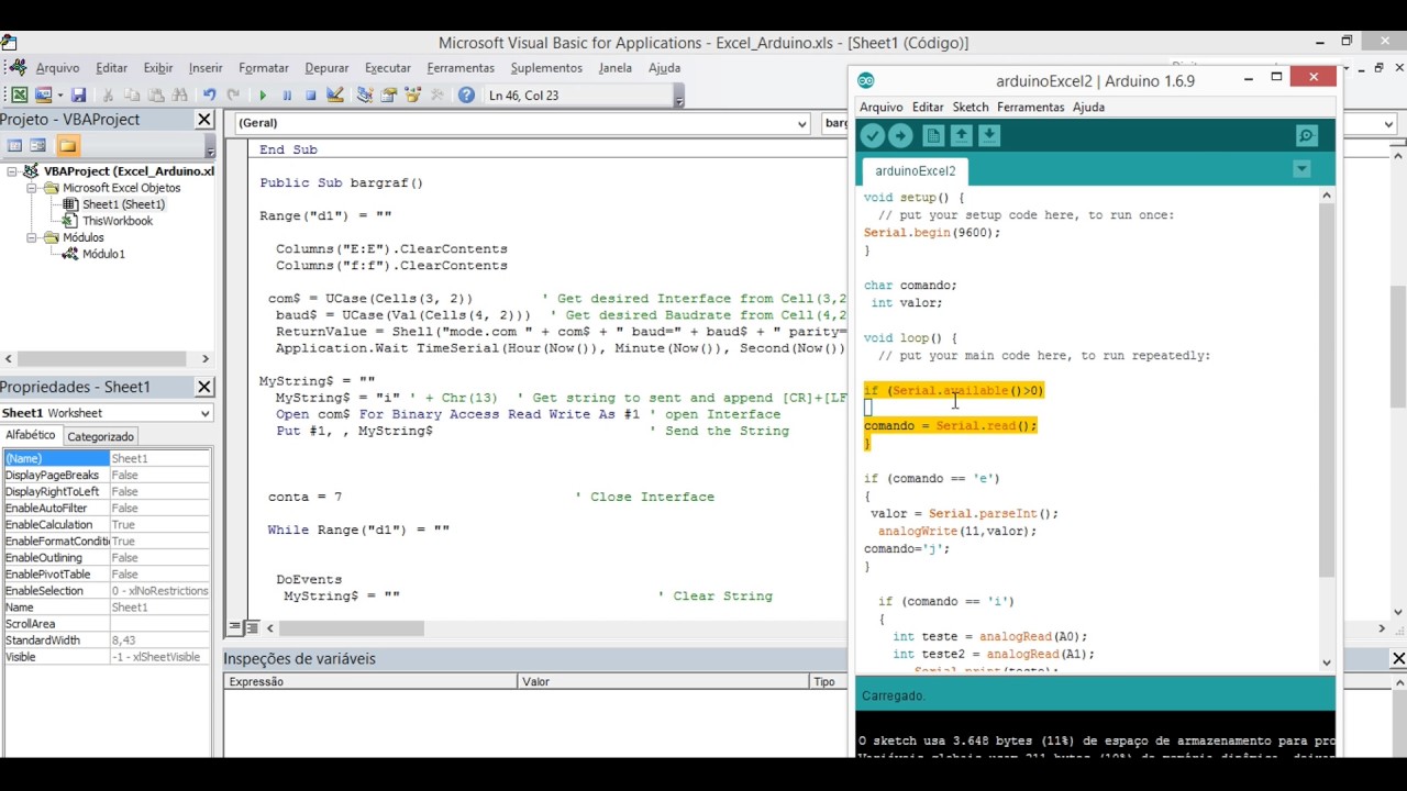 Arduino com Excel via USB e sem o PLX-DAQ - Parte 2 - Detalhamento