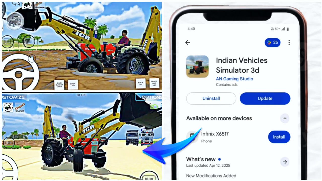 Indian Vehicles simulator 3D update🚜💥⚡ अपने गेम में ट्रैक्टर 😈😈के ऊपर जेसीबी का ऑप्शन ऐड कर सकते हो⚡