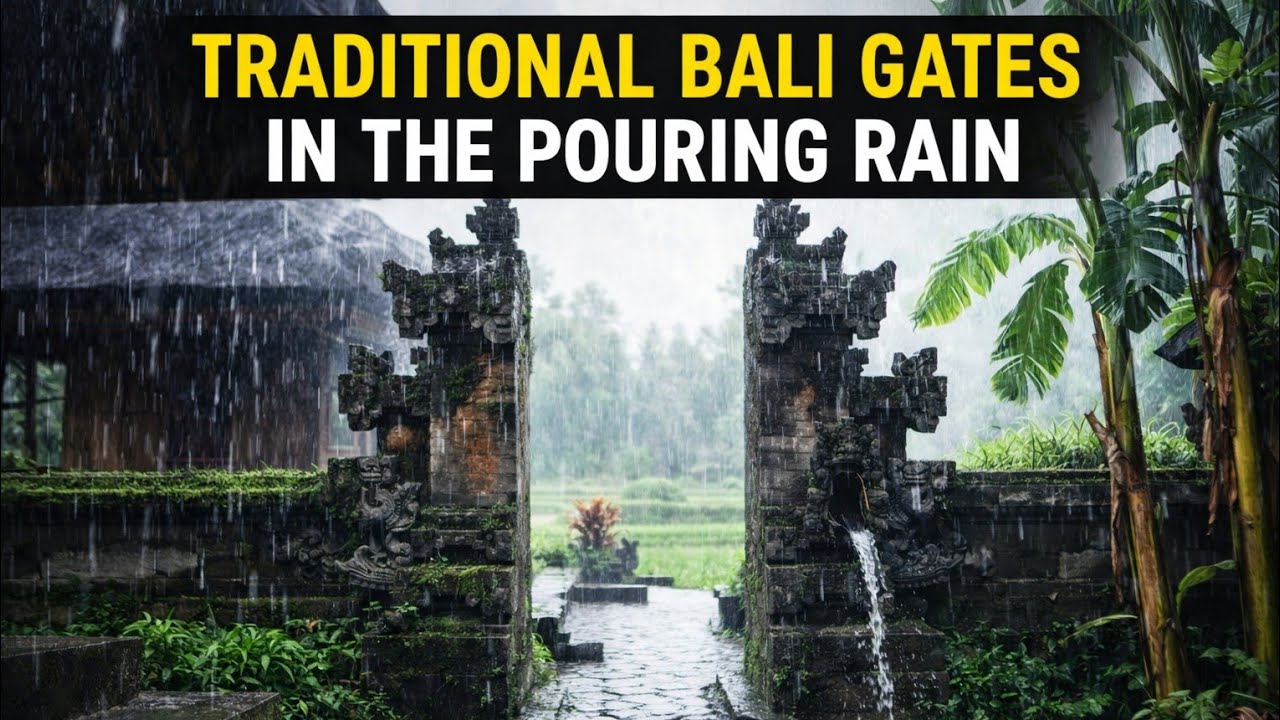 Cozy rain in Bali Traditional Garden Ambience For Relaxation (3 Hours)