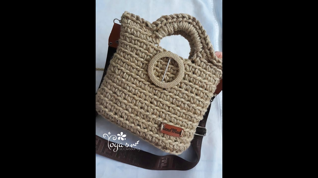 #شنطة_كروشيه بخيط الخيش او الكتان  #شنطة_خيش_كروشيه سهلة جدا #طريقة_عمل_شنطة_خيش Burlap_crochet_bag#